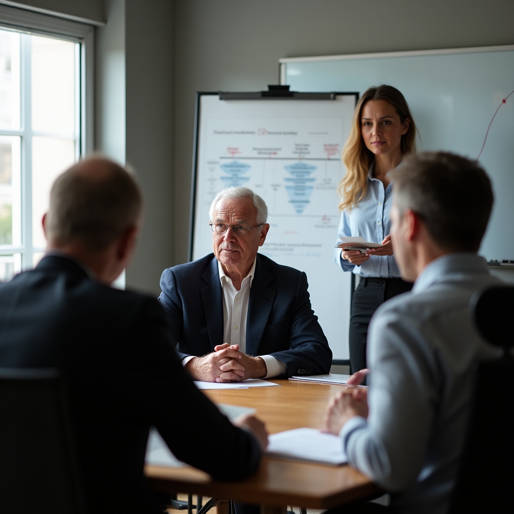 Fundador senior e integrantes de la siguiente generación familiar en un taller de planificación de sucesión